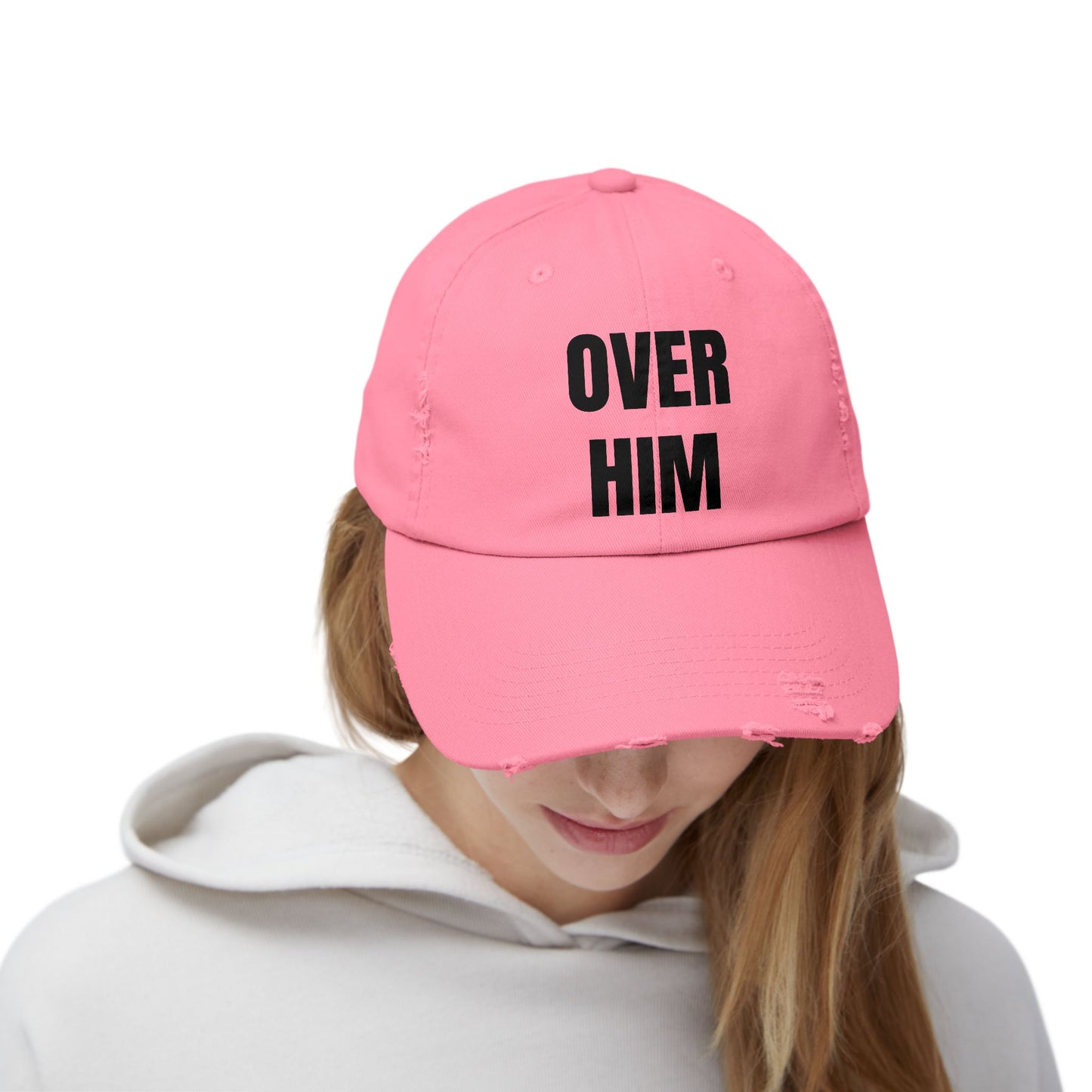 "OVER HIM" Distressed Cap
